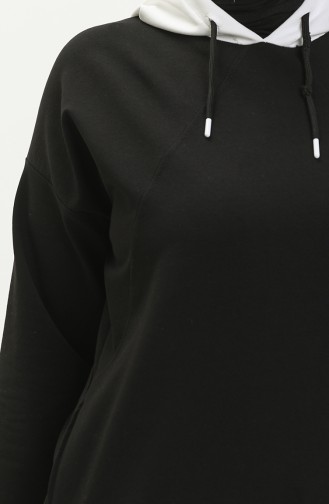 Sweat-shirt à Capuche Grande Taille 6021-02 Noir 6021-02