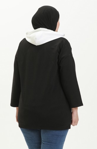 Plus Size Hoodie Sweatshirt 6021-02 Black 6021-02