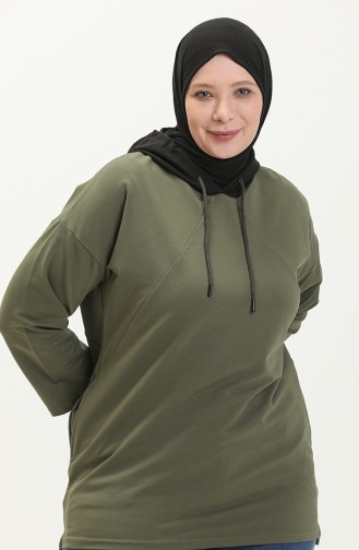 Sweat-shirt à Capuche Grande Taille 6021-03 Khaki 6021-03