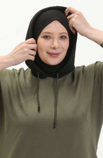 Sweat-shirt à Capuche Grande Taille 6021-03 Khaki 6021-03