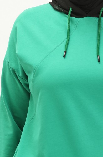 سويت شيرت بقبعة مقاس كبير  6021-04 أخضر 6021-04