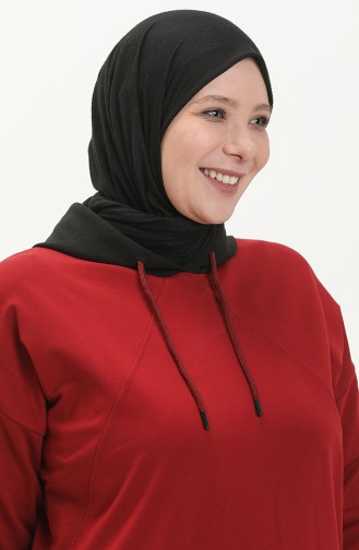 Plus Size Hoodie Sweatshirt 6021-05 Claret Red 6021-05