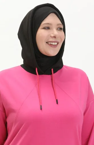 سويت شيرت بقبعة مقاس كبير 6021-07 فوشي 6021-07