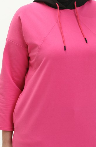 Plus Size Hoodie Sweatshirt 6021-07 Fuchsia 6021-07