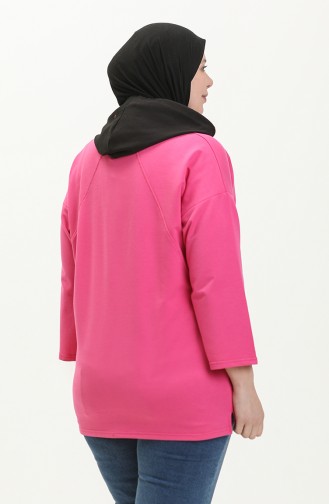 Plus Size Hoodie Sweatshirt 6021-07 Fuchsia 6021-07