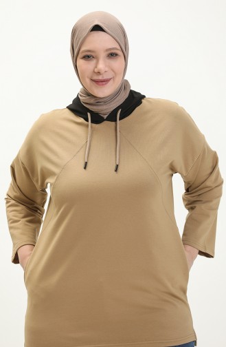 Plus Size Hoodie Sweatshirt 6021-08 Dark Beige 6021-08