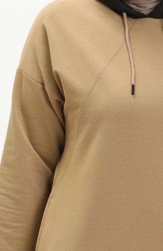 Plus Size Hoodie Sweatshirt 6021-08 Dark Beige 6021-08