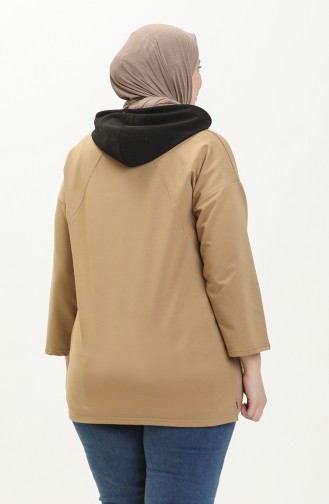 Plus Size Hoodie Sweatshirt 6021-08 Dark Beige 6021-08