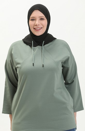 Plus Size Hoodie Sweatshirt 6021-09 Mint Green 6021-09