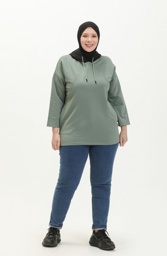 Sweat-shirt à Capuche Grande Taille 6021-09 Vert Menthe 6021-09