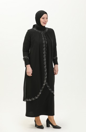 Robe de Soirée Grande Taille 6070-01 Noir 6070-01