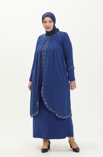 Robe de Soirée Grande Taille 6070-03 Bleu Roi 6070-03