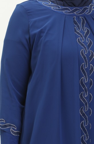 فستان سهرة بحجر مقاس كبير 6070-03 أزرق ملكي 6070-03