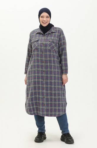 Plus Size Plaid Tunic 2003-10 Milk Coffee 2003-11