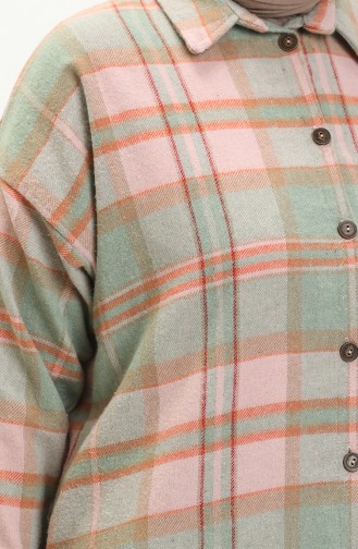 Große Größe Ecossai gemusterte Tunika mit Taschendetail 2009-06 Puderfarben 2009-06