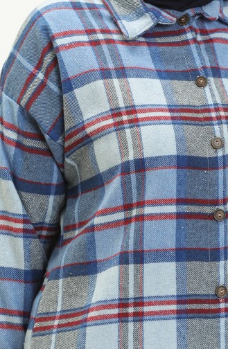 Große Größe Ecossai gemusterte Tunika mit Taschendetail 2009-07 Indigo 2009-07