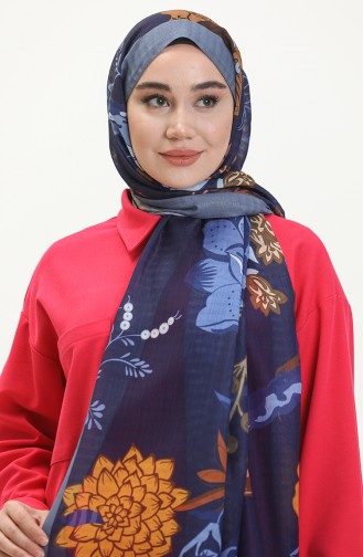 Wild Rose Misto Shawl M2379-03 Navy Blue Mustard 2379-03