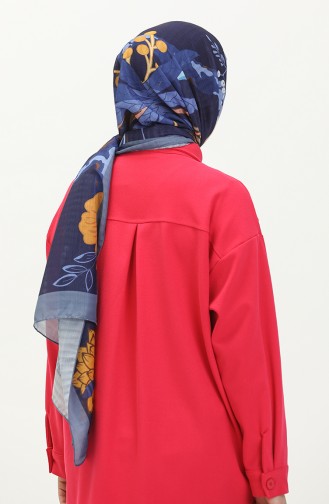 Wild Rose Misto Shawl M2379-03 Navy Blue Mustard 2379-03