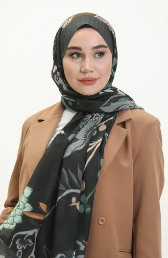 شال بنقش زهور M2379-05 رمادي غامق أخضر نيلي 2379-05