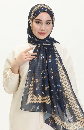 شال بنقش زهور M2380-04 أزرق ملكي 2380-04