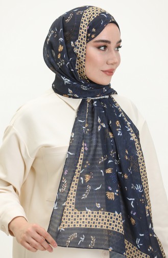 شال بنقش زهور M2380-04 أزرق ملكي 2380-04