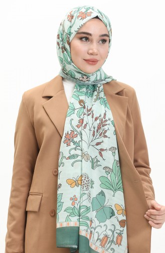 Botanical Misto Shawl M2383-02 Navy Green Sea Green 2383-02