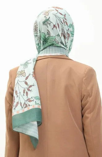 Botanical Misto Shawl M2383-02 Navy Green Sea Green 2383-02