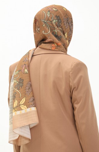 Botanical Misto Shawl M2383-03 Oil Green Camel 2383-03