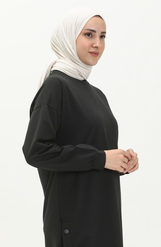 Snap Detailed Sweatshirt 3028-01 Black 3028-01