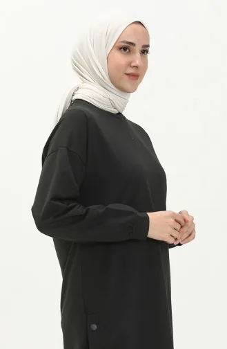 Sweat-shirt à Détails Pression 3028-01 Noir 3028-01