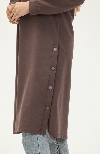 Snap Detailed Sweatshirt 3028-03 Brown 3028-03