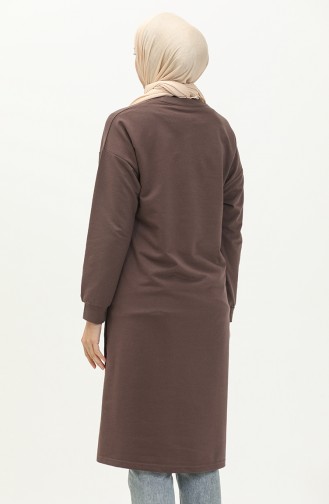 Snap Detailed Sweatshirt 3028-03 Brown 3028-03