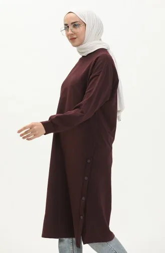 Sweat-shirt à Détails Pression 3028-04 Plum 3028-04