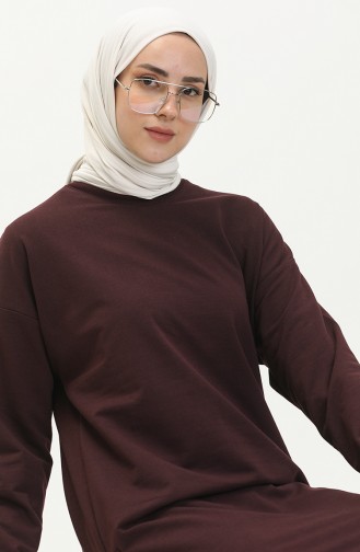 Çıtçıt Detaylı Sweatshirt 3028-04 Mürdüm