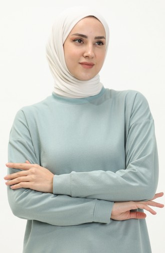 Çıtçıt Detaylı Sweatshirt 3028-07 Küf Mavi