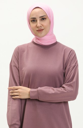 Çıtçıt Detaylı Sweatshirt 3028-08 Koyu Lila