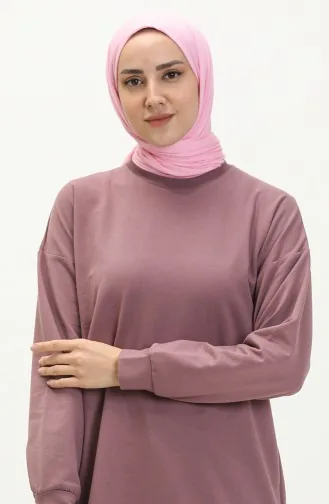 Sweat-shirt à Détails Pression 3028-08 Lila Foncé 3028-08