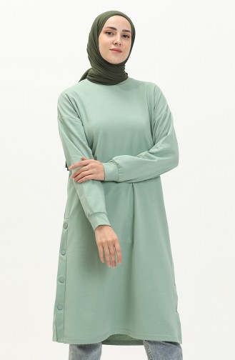 Snap Detailed Sweatshirt 3028-09 Almond Green 3028-09