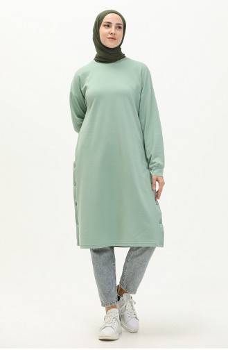 Snap Detailed Sweatshirt 3028-09 Almond Green 3028-09