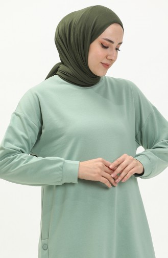 Çıtçıt Detaylı Sweatshirt 3028-09 Çağla Yeşili