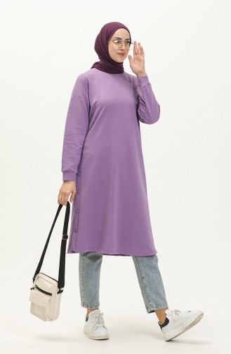 Snap Detailed Sweatshirt 3028-10 Lilac 3028-10