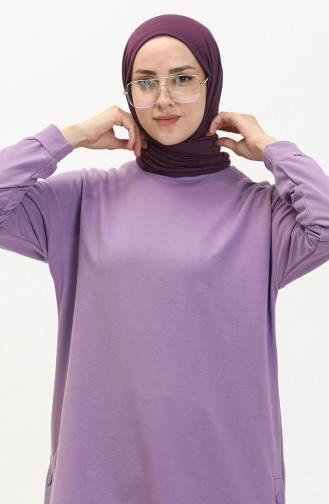 Snap Detailed Sweatshirt 3028-10 Lilac 3028-10