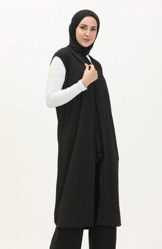 Gilet Long 1629-01 Noir 1629-01