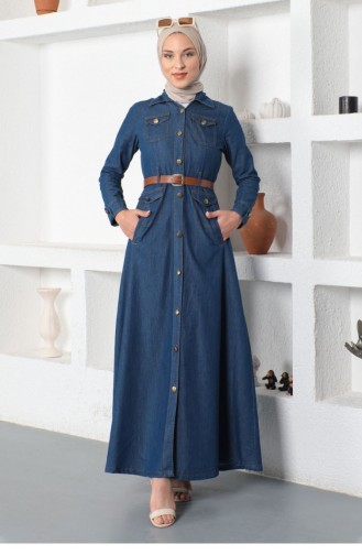 Dark Blue Hijab Dress 14064