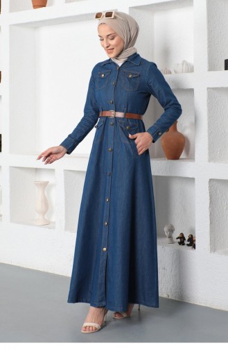 Dark Blue Hijab Dress 14064