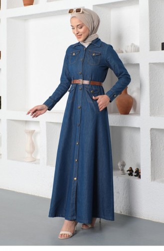 Dunkelblau Hijab Kleider 14064