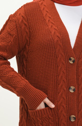 Braided Knitwear Cardigan 22166-04 Brick Red 22166-04