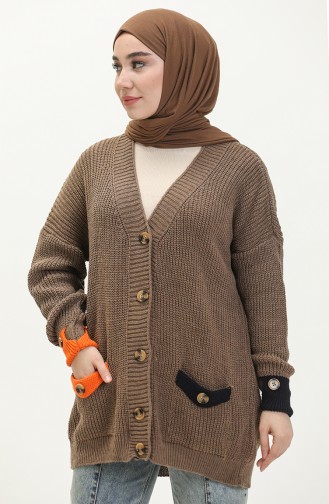 Cardigan Boutonné Tricot avec Poche 80054-10 Vison 80054 -10