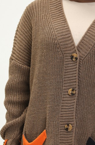 Buttoned Pocket Knitwear Cardigan 80054-10 Mink 80054 -10