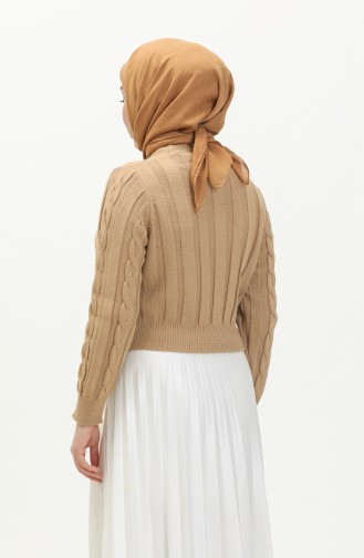 Trikot kurzer Pullover mit Flechtmuster 22172-01 Milchkaffeefarben 22172-01